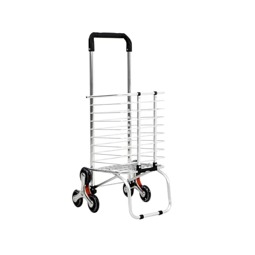 Panana ShoppingTrolley Folding Cart Heavy Duty Hand Truck, Storage Shopping Storage 6 Wheels Cart Stair Climber Steel Grocery Foldaway for Easy Storage (6wheels)