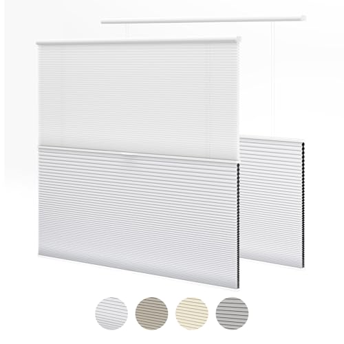 Cellular Shades,Cellular Shades Cordless Blackout,Day & Night Honeycomb Blinds Cordless for Home， White Customize Size