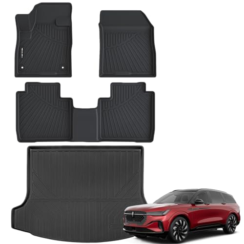 Floor Mats & Cargo Liner for 2024 2025 Lincoln Nautilus All Weather Protection TPE Rubber Floor Liners for 2024 2025 Lincoln Nautilus Full Set Automotive Mat Accessories, Black