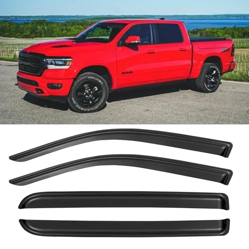 Window Visors Rain Guards for 2019-2024 Dodge Ram 1500 Crew Cab, Window Wind Deflectors Vent Shades for 19-24 Ram 1500 (New Body Style)