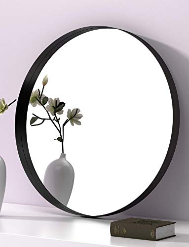 Black Round Bathroom Mirror, Circle Mirror 30X30, Wall Mounted Mirror for Living Room,Bedroom,Vanity