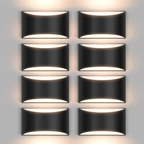 8 Pack Black Modern LED Wall Sconces Light Hardwired Wall Sconces Indoor Up and Down Sconces Wall Lamps Warm White 3000K(with G9 Bulbs)