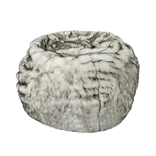 Christopher Knight Home Glendon Modern 3 Foot Faux Fur Bean Bag Cover (Only Skin), White and Gray, Medium