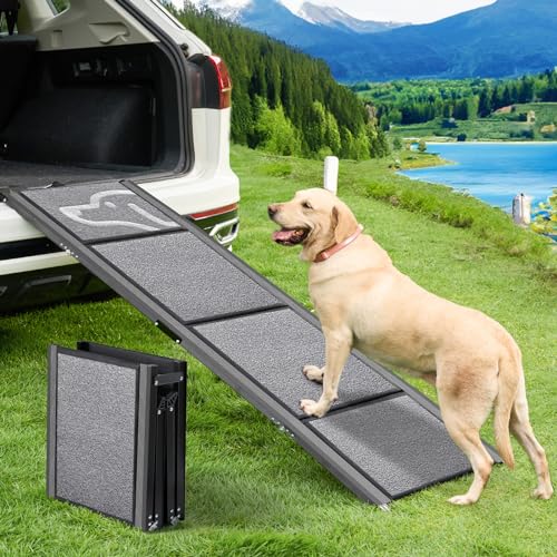 Dog Ramp for Car 63" Long & 17" Wide Portable Pet Ramp Dog Ramps for Large Dogs with Non-Slip Rug Surface Dog Car Ramp for SUV Car & Truck, Folding Dog Ramp Up to 250LBS